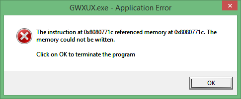 comment supprimer GWXUX.exe application Erreur