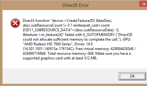 échec DirectX de Windows 10