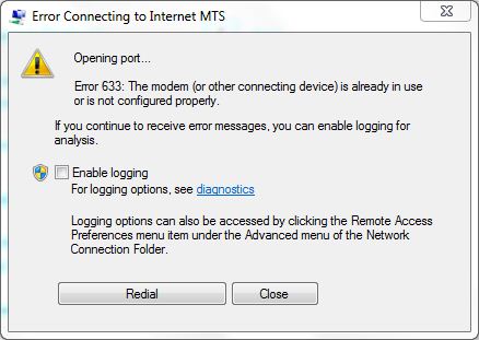 Le modem ou un autre dispositif de connexion a signalé une erreur Windows 10