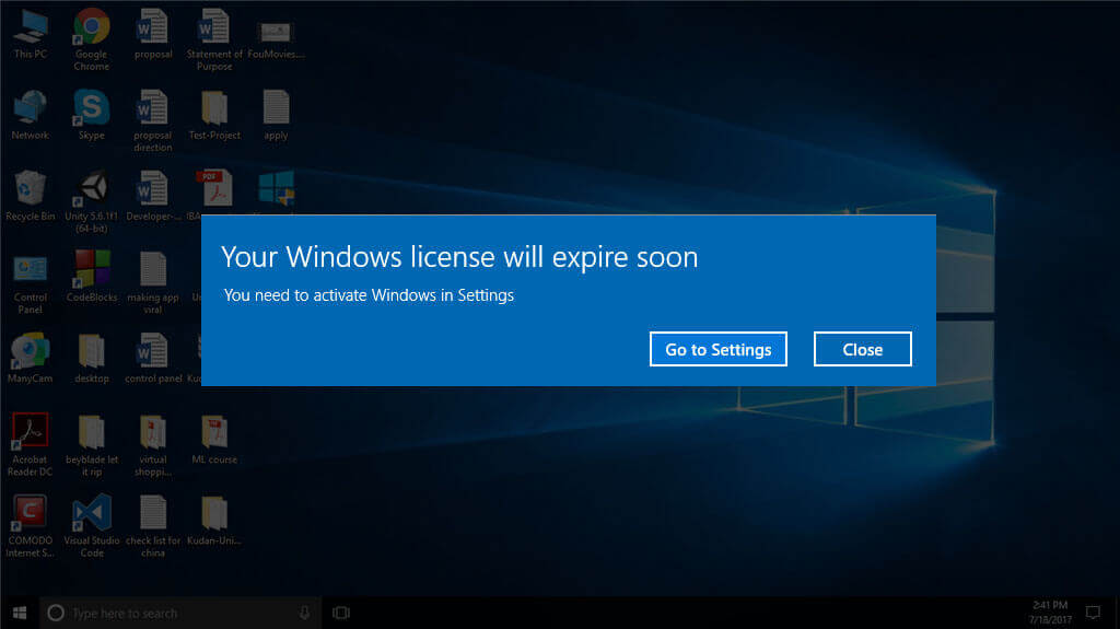 FIX 'Votre licence Windows expirera bientôt' Pour Windows 10