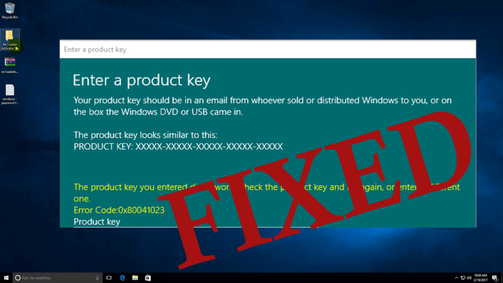 Erreur d'activation de Windows 10 0x80041023