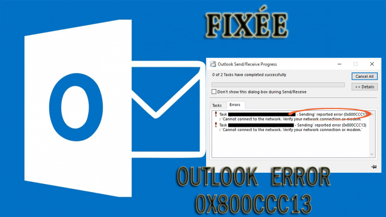 Outlook 0x800ccc13
