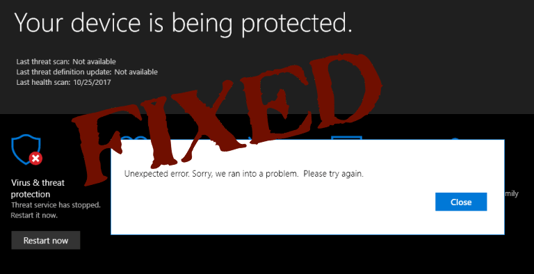 se débarrasser de Microsoft Defender Menace Un service a arrêté l'erreur