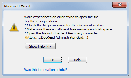 Erreurs MS Word
