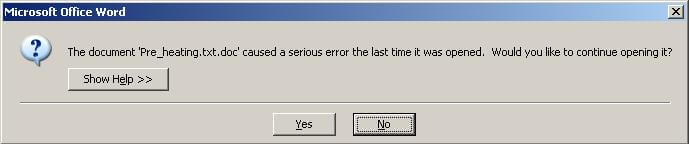 Erreurs MS Word