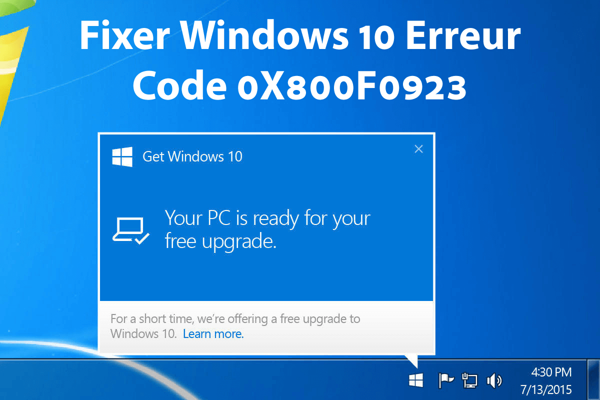 code d'erreur de mise à niveau de Windows 10 0X800F0923
