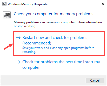 Vérifiez les problèmes au prochain démarrage de mon ordinateur