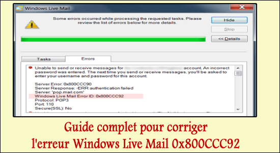 réparer l'erreur Windows Live Mail 0x800CCC92