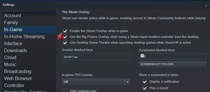 Activer Steam Overlay tandis que In-Game