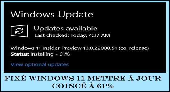 Fixé Windows 11 mettre à jour coincé à 61%