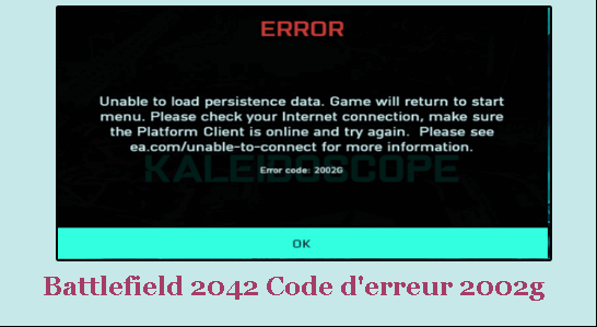 Battlefield 2042 Code d'erreur 2002g