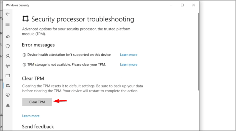 la plate-forme de confiance informatique a mal fonctionné erreur sur Windows 10