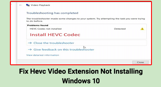 ne peut pas installer l'extension vidéo HEVC