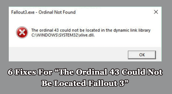 Erreur ordinale 43 de Fallout 3
