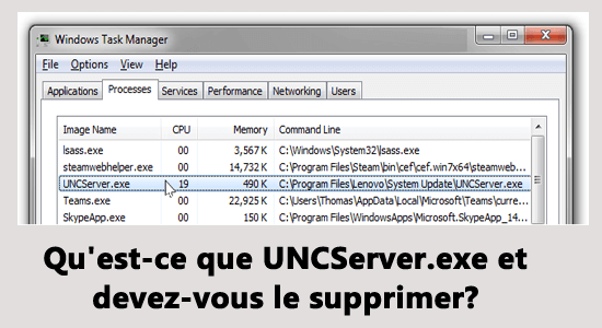 comment supprimer UNCServer.exe