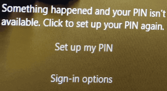 Quelque chose s'est mal passé et votre code PIN n'est pas disponible