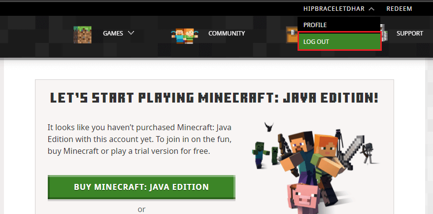 Échec de la création d'une erreur de profil dans Minecraft